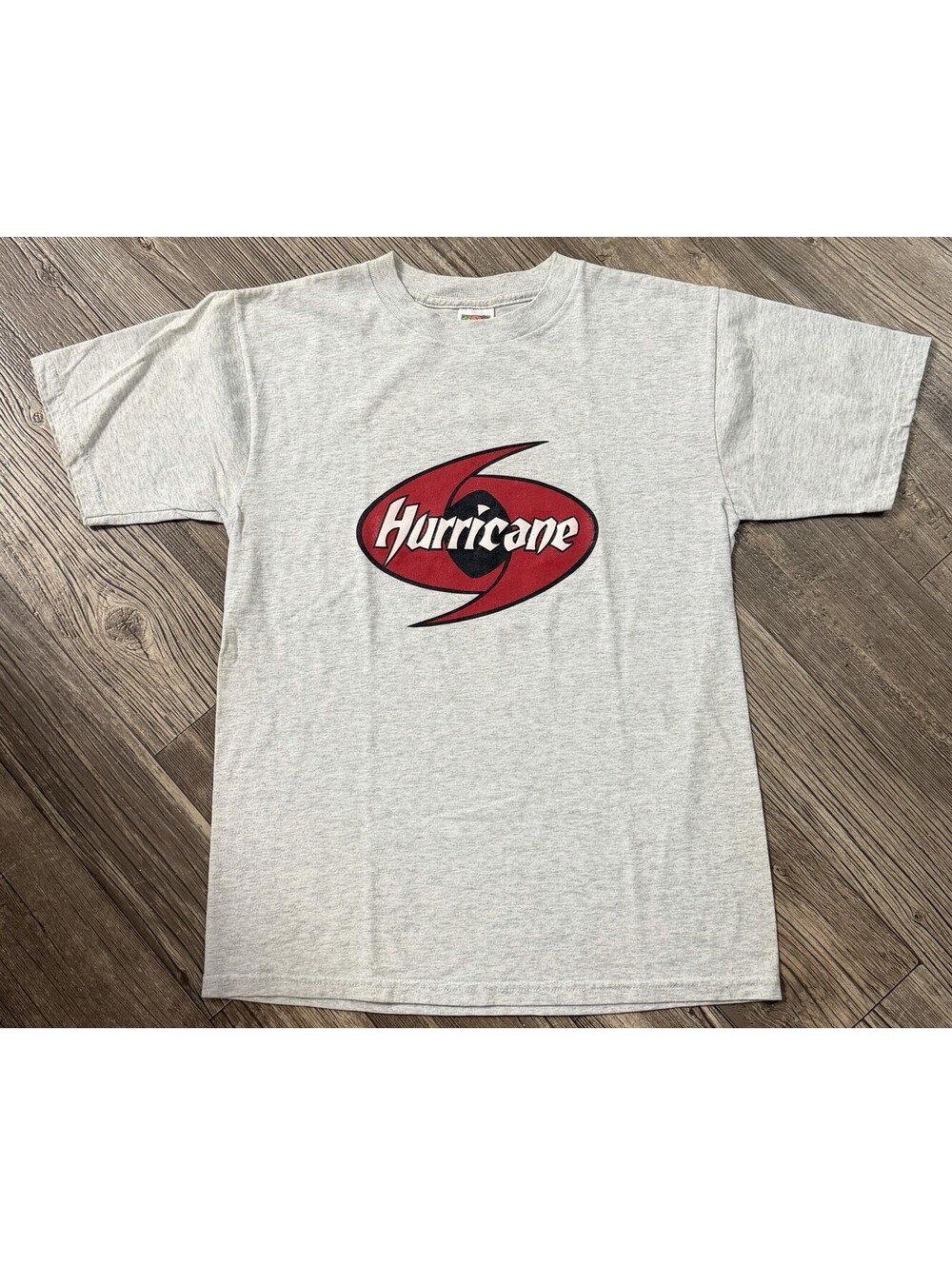 Vintage Fruit of the Loom Best Hurricane Graphic T Shirt Medium Gray Y2K Sz M